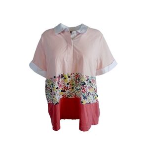 Tommy Hilfiger Women's Plus Size Printed Colorblock Pink and Floral Polo Size 1X